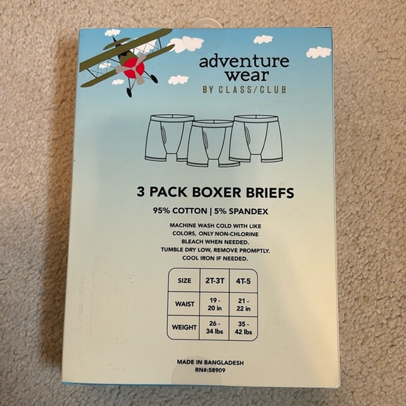 Adventure by class club, 3  pack, boxer briefs boy 4T-5 - Picture 2 of 3